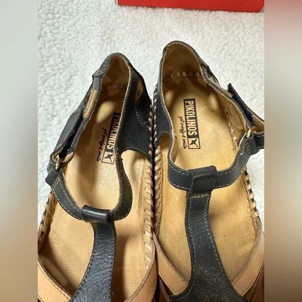 Pikolinos Navy Blue Leather Sandals P. Vallarta Size 39 US 8 / 8.5 - Picture 10 of 12